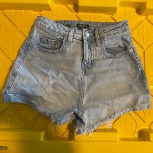 wild fable Light Blue Distressed High-Rise Denim Shorts